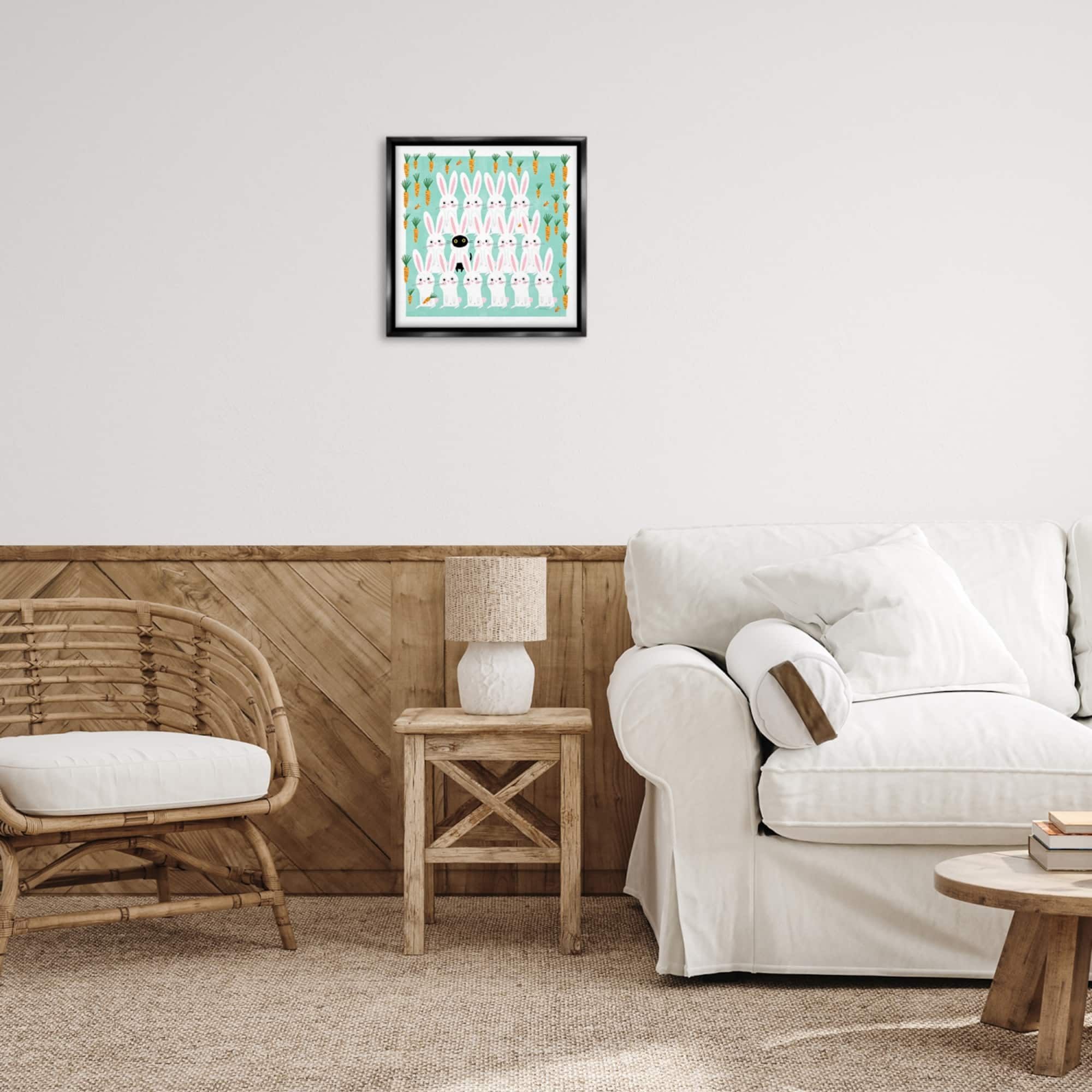 Stupell Industries Cat Mixed with Bunnies Floater Framed Art